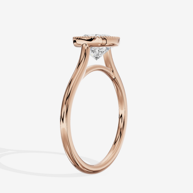 Modern Coeurine 1.5mm Cushion Bezel Engagement Ring in 14K Rose Gold