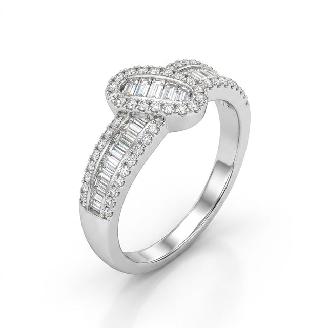 Pavé Tapered Baguette Engagement Ring (2/3 ct. tw.) in 18K White Gold