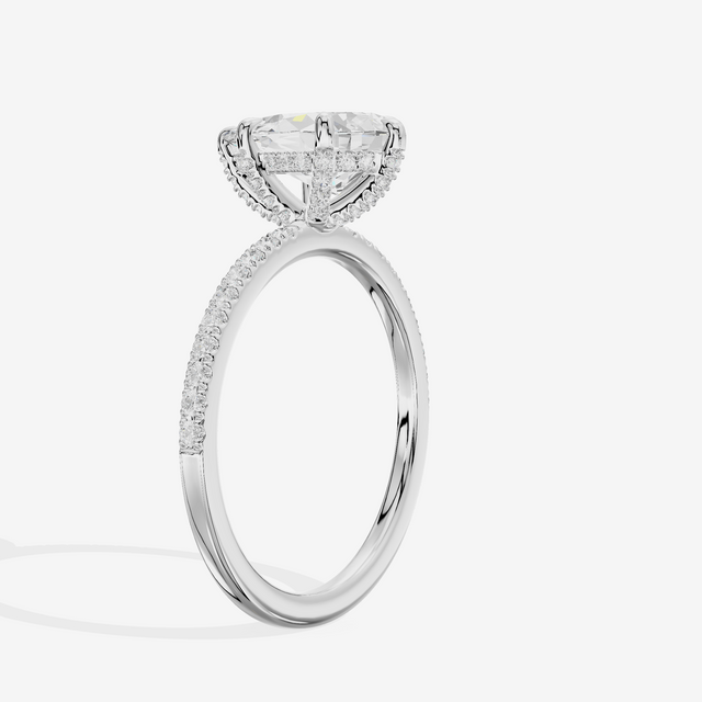 Bowed Sincere Pear Engagement Ring with Side Stones (1/4 ct. tw.) in 18K White Gold