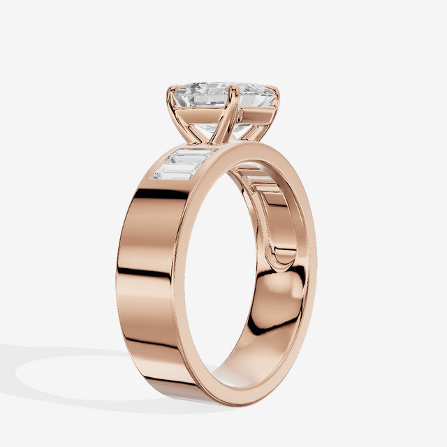 Grand Sincere Asscher Engagement Ring with Side Stones (3/5 ct. tw.) in 18K Rose Gold