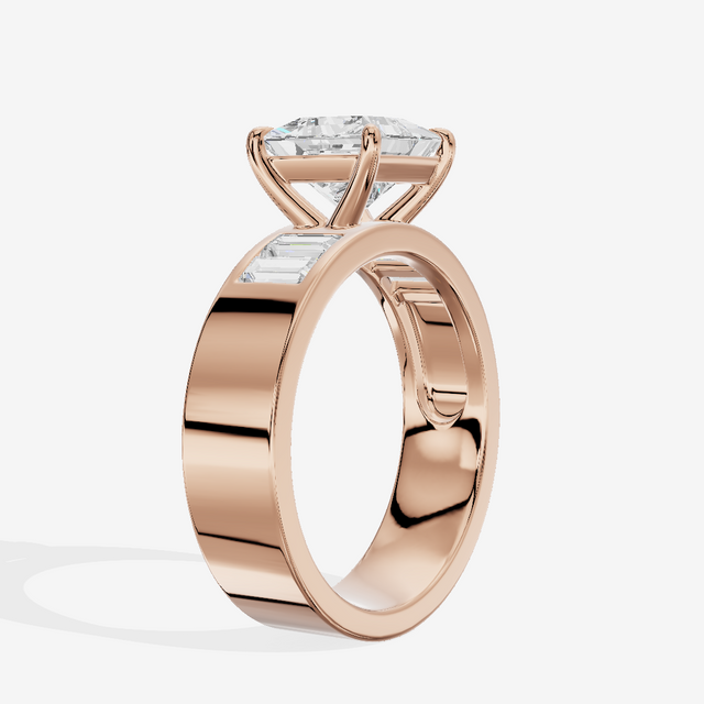 Grand Sincere Princess Engagement Ring with Side Stones (3/5 ct. tw.) in 18K Rose Gold