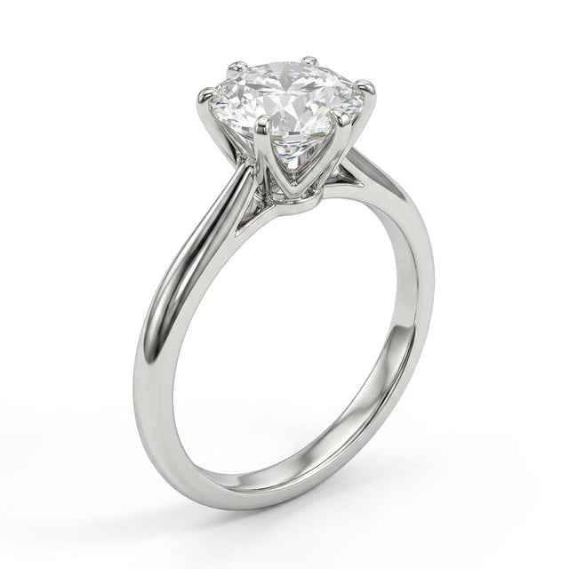 Cathedral Solitaire Round Engagement Ring (2.01 ct.) in Platinum