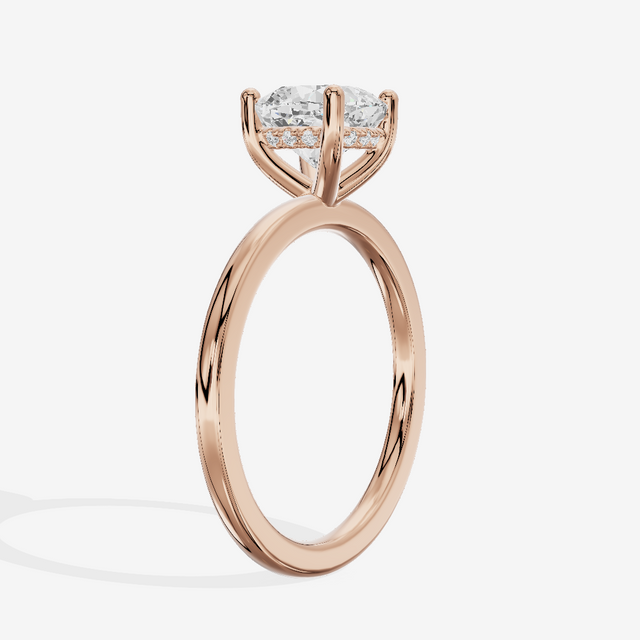 Vowsae Hidden Halo Cushion Engagement Ring (1/20 ct. tw.) in 18K Rose Gold