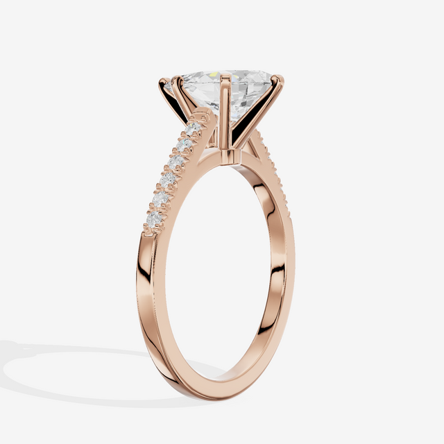 Sworn Vowsae Pear Engagement Ring with Side Stones (1/10 ct. tw.) in 18K Rose Gold