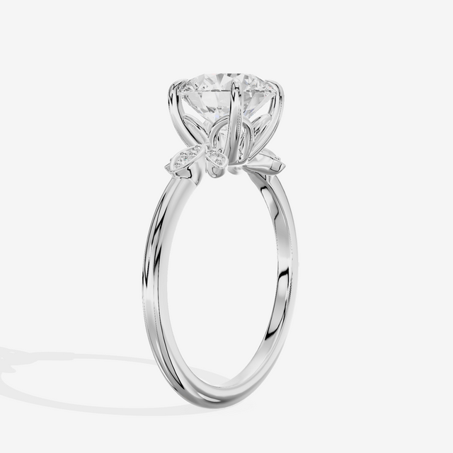 Trellise Round Engagement Ring with Side Stones (1/20 ct. tw.) in 18K White Gold