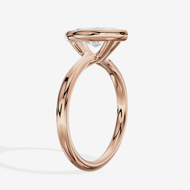 Coeurine Bezel 2mm Marquise Solitaire Engagement Ring in 14K Rose Gold