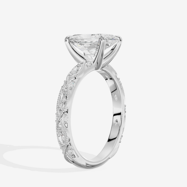 Vintage Whisper Radiant Engagement Ring (1/4 ct. tw.) in 14K White Gold