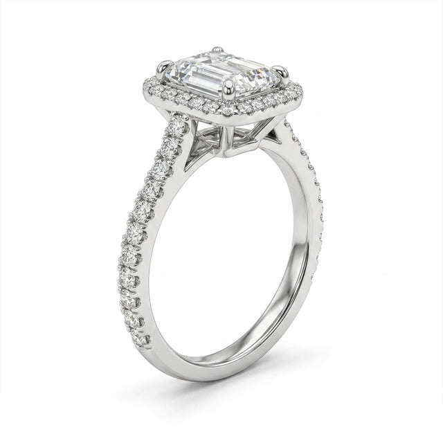 Halo Pavé Emerald Engagement Ring (2.02 ct. tw.) in Platinum