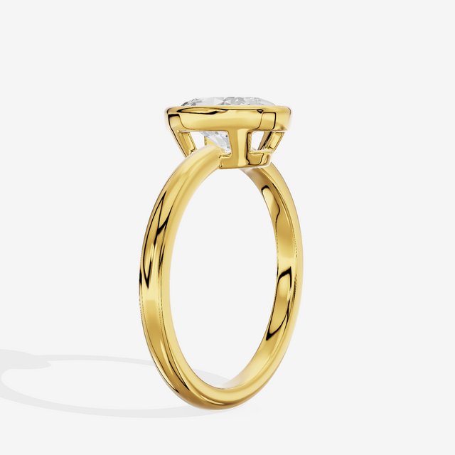 Tensare Bezel 2mm Oval Solitaire Engagement Ring in 18K Yellow Gold