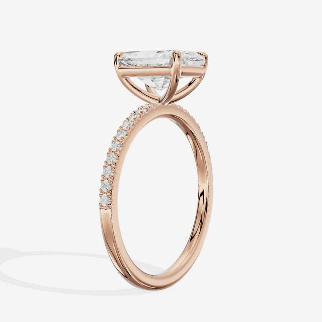 Tender Vowsae Radiant Engagement Ring with Side Stones (1/8 ct. tw.) in 18K Rose Gold