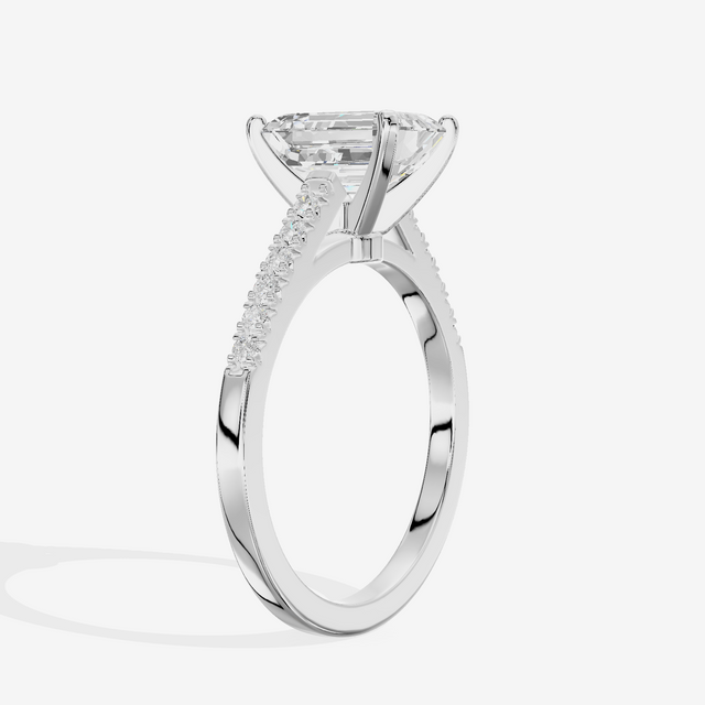 Sworn Vowsae Emerald Engagement Ring with Side Stones (1/10 ct. tw.) in Platinum