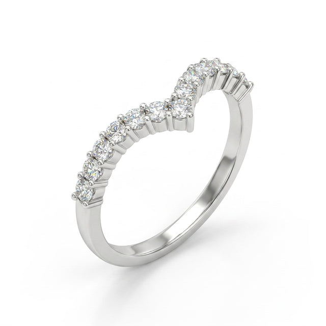Chevron Round Engagement Ring (1/10 ct. tw.) in 18K White Gold