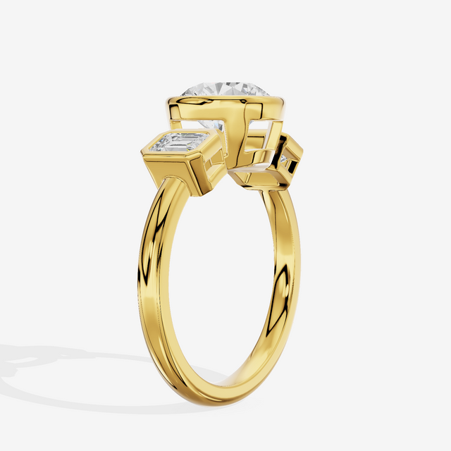 Selenia Three Stone Round Engagement Ring (1/2 ct. tw.) in 18K Yellow Gold