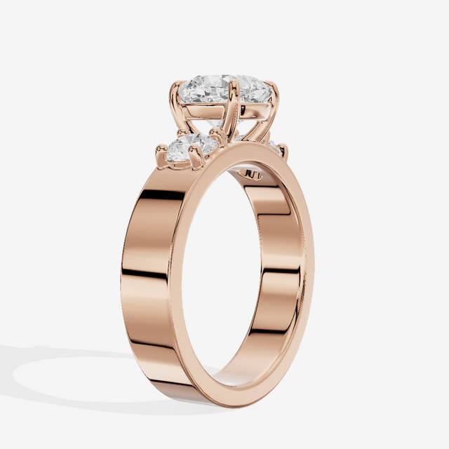 Royal Vowsae Three Stone Cushion Engagement Ring (1/2 ct. tw.) in 14K Rose Gold