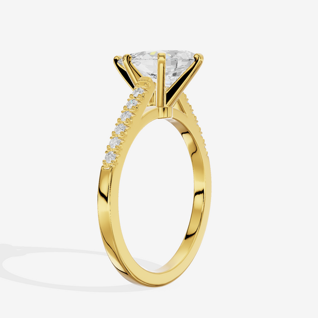 Sworn Vowsae Pear Engagement Ring with Side Stones (1/10 ct. tw.) in 14K Yellow Gold