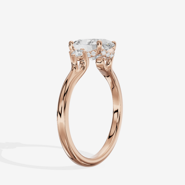 Sincere Three Stone Oval Engagement Ring (1/6 ct. tw.) in 18K Rose Gold
