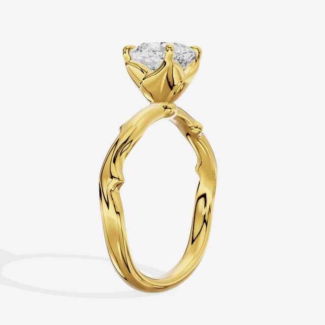Vowsae Cathedral 2.2mm Cushion Solitaire Engagement Ring in 18K Yellow Gold