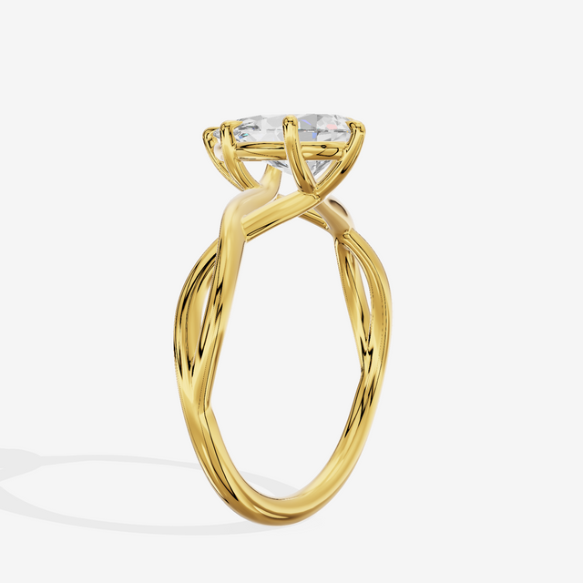 Twined Sincere Pear Twisted Engagement Ring in 14K Yellow Gold