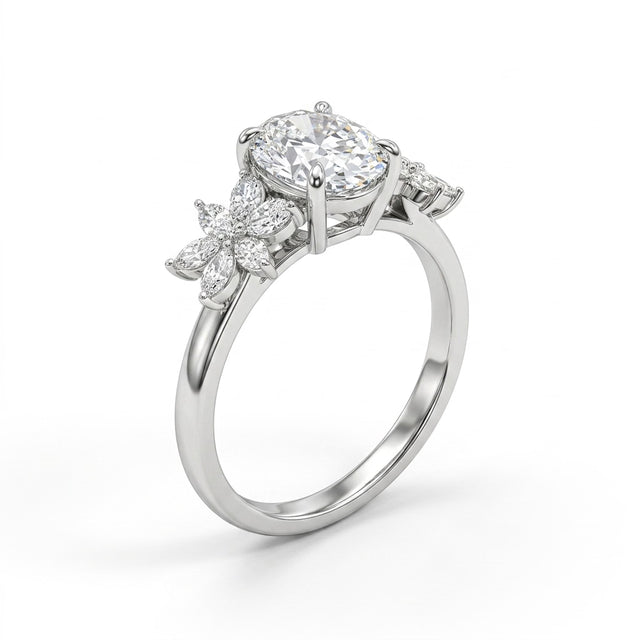 Cluster Oval Engagement Ring (2.06 ct. tw.) in 18K White Gold