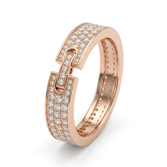 Low Profile Pavé Round Wedding Band (5/8 ct. tw.) in 18K Rose Gold