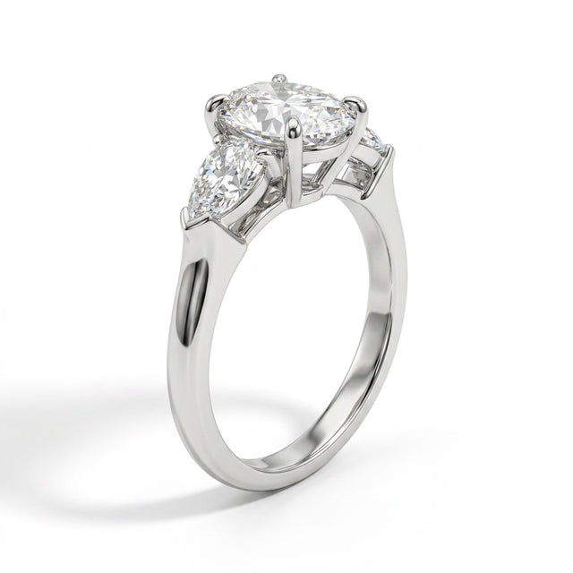 Three Stone Oval Engagement Ring (5.03 ct. tw.) in 18K White Gold