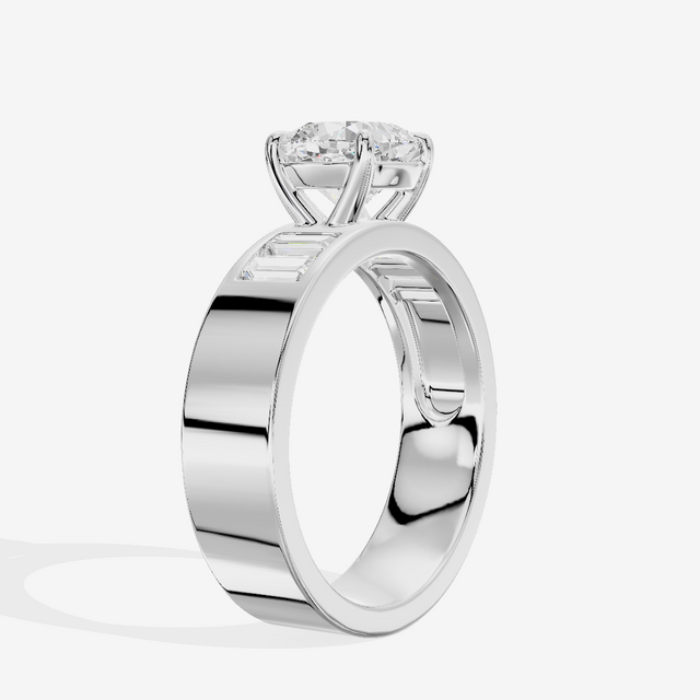 Grand Sincere Cushion Engagement Ring with Side Stones (3/5 ct. tw.) in 14K White Gold