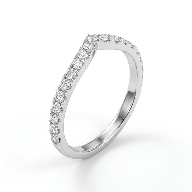 Chevron Round Engagement Ring (1/2 ct. tw.) in 18K White Gold
