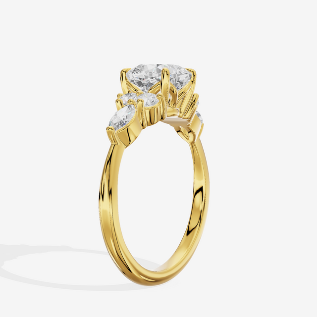 Luxe Vowsae Cushion Engagement Ring with Side Stones (2/5 ct. tw.) in 14K Yellow Gold