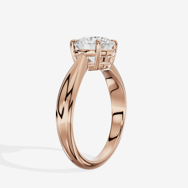 Aimora Trellis 2mm Round Solitaire Engagement Ring in 18K Rose Gold