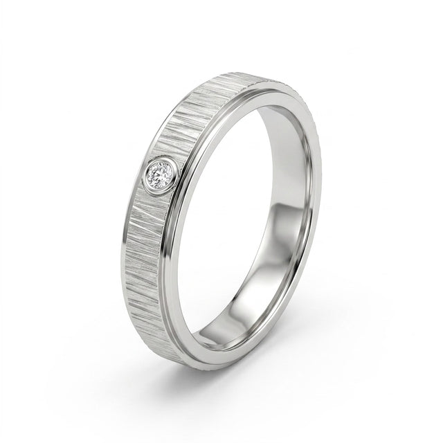 Low Profile Round Wedding Band (1/10 ct.) in 18K White Gold