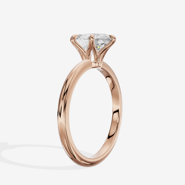 Vowsae Solitaire 1.8mm Oval Six-Prong Engagement Ring in 18K Rose Gold