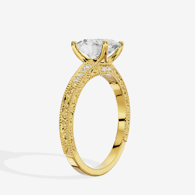 Vintage Sincere Oval Engagement Ring (1/10 ct. tw.) in 18K Yellow Gold