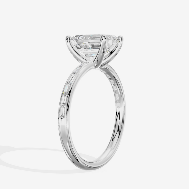 Tender Sincere Emerald Engagement Ring with Side Stones (1/6 ct. tw.) in Platinum