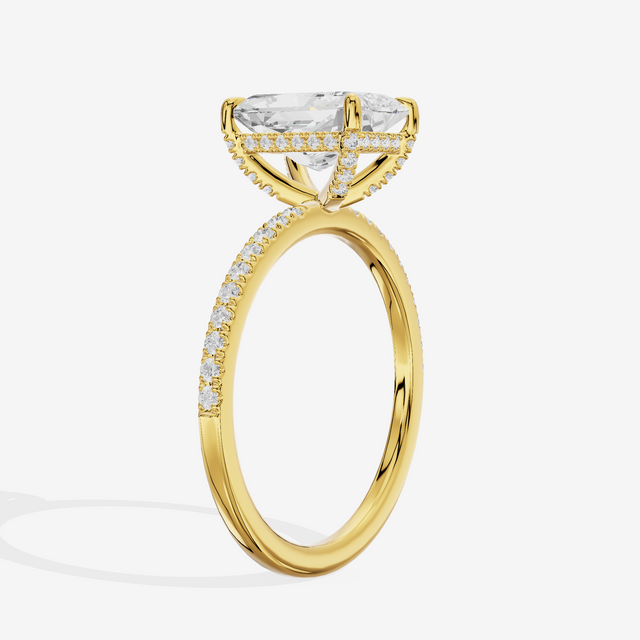 Bowed Sincere Radiant Engagement Ring with Side Stones (1/4 ct. tw.) in 18K Yellow Gold
