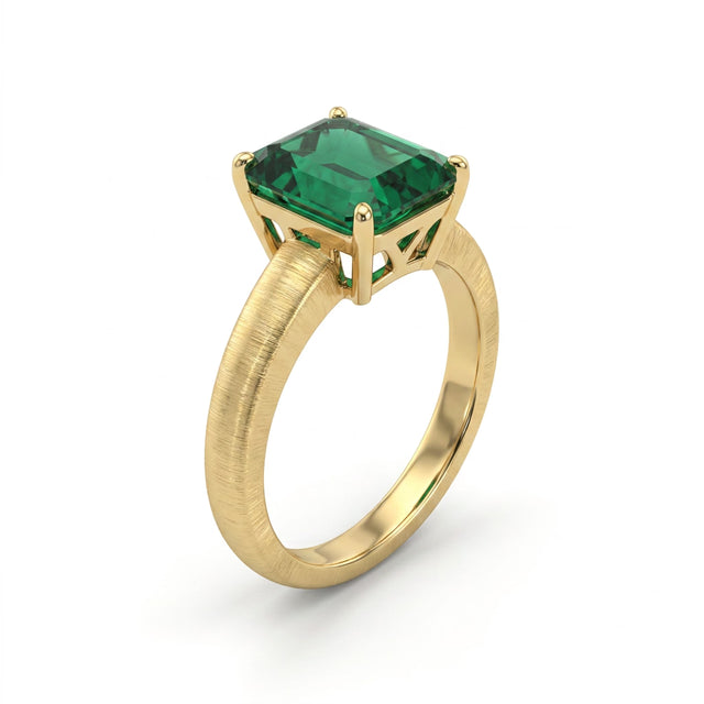 Solitaire Emerald Engagement Ring (3.1 ct.) in 18K Yellow Gold