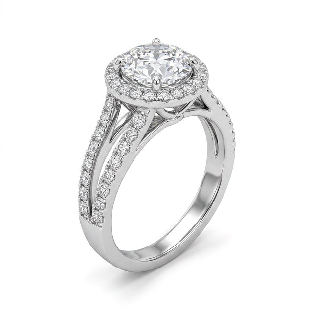 Halo Pavé Round Engagement Ring (1.04 ct. tw.) in 18K White Gold