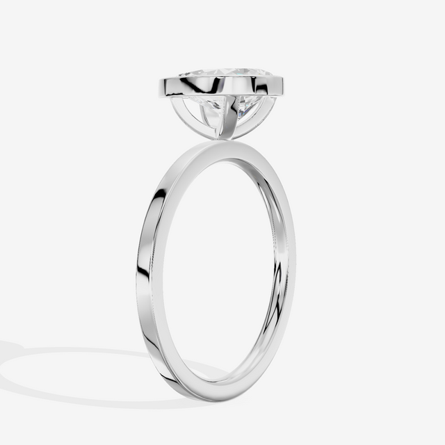 One of One Classic 1.5mm Pear Bezel Engagement Ring in 14K White Gold