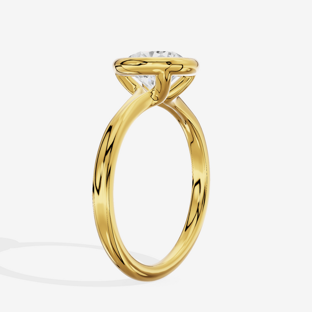 Coeurine Bezel 2mm Round Solitaire Engagement Ring in 14K Yellow Gold