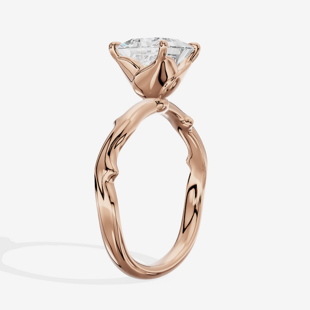 Vowsae Cathedral 2.2mm Princess Solitaire Engagement Ring in 14K Rose Gold