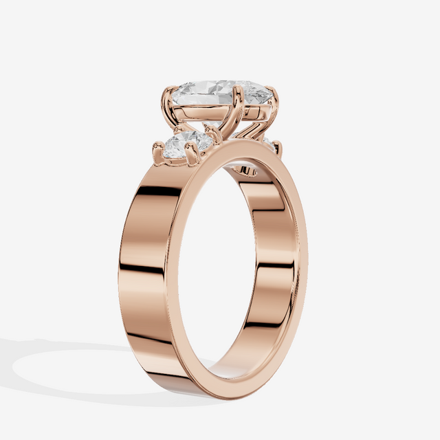 Royal Vowsae Three Stone Oval Engagement Ring (1/2 ct. tw.) in 14K Rose Gold