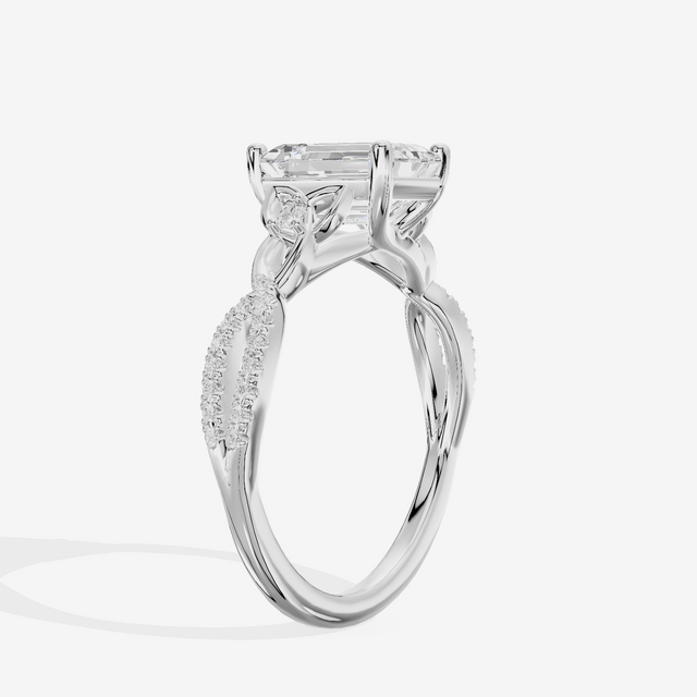 Luxe Sincere Emerald Engagement Ring with Side Stones (1/10 ct. tw.) in 14K White Gold