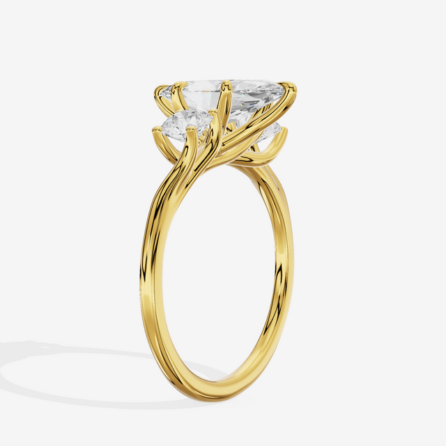 Luxe Vowsae Three Stone Marquise Engagement Ring (1/2 ct. tw.) in 14K Yellow Gold