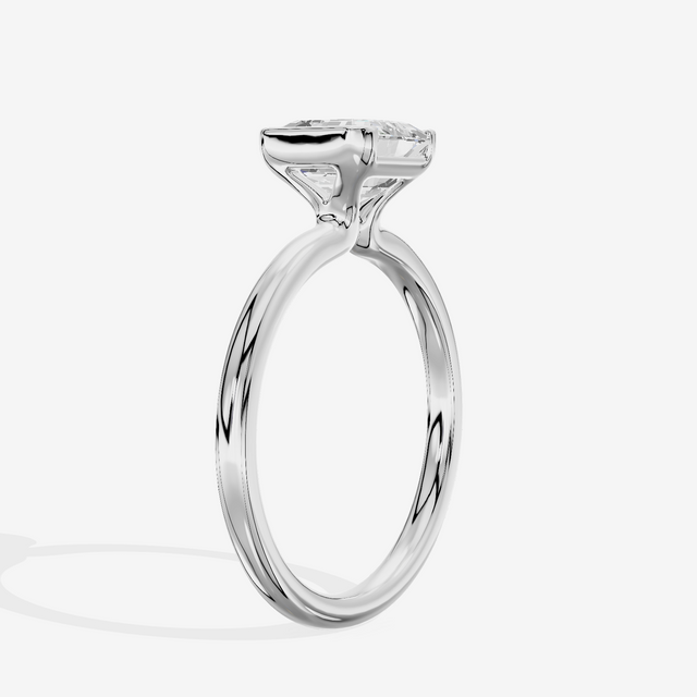 Sincere Bezel 1.8mm Asscher Solitaire Engagement Ring in Platinum