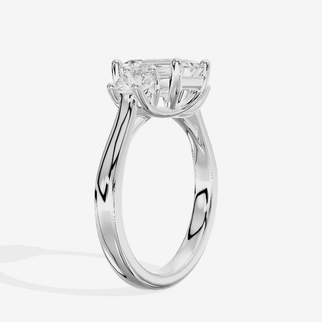 Petite Selenia Three Stone Emerald Engagement Ring (1/3 ct. tw.) in 18K White Gold