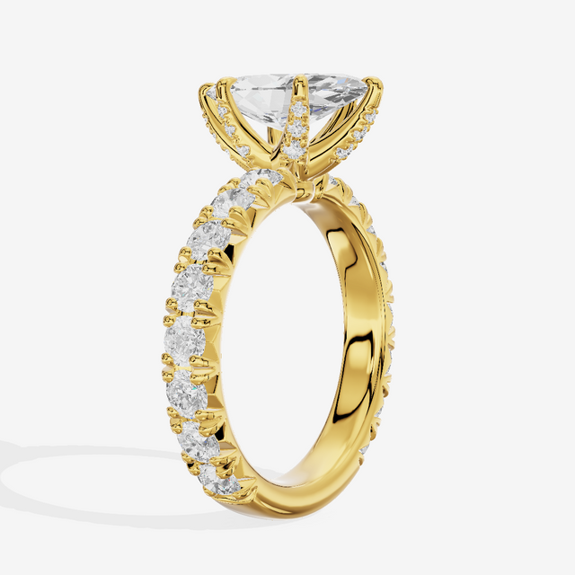 Crowned Sincere Marquise Engagement Ring with Side Stones (3/4 ct. tw.) in 18K Yellow Gold