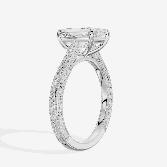 Vintage Vowsae Radiant Engagement Ring in Platinum
