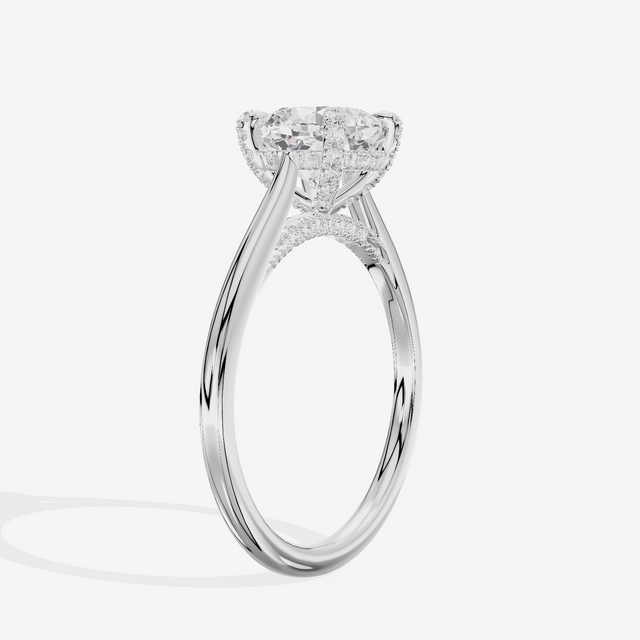 Grand Vowsae Cushion Engagement Ring with Side Stones (1/5 ct. tw.) in 18K White Gold