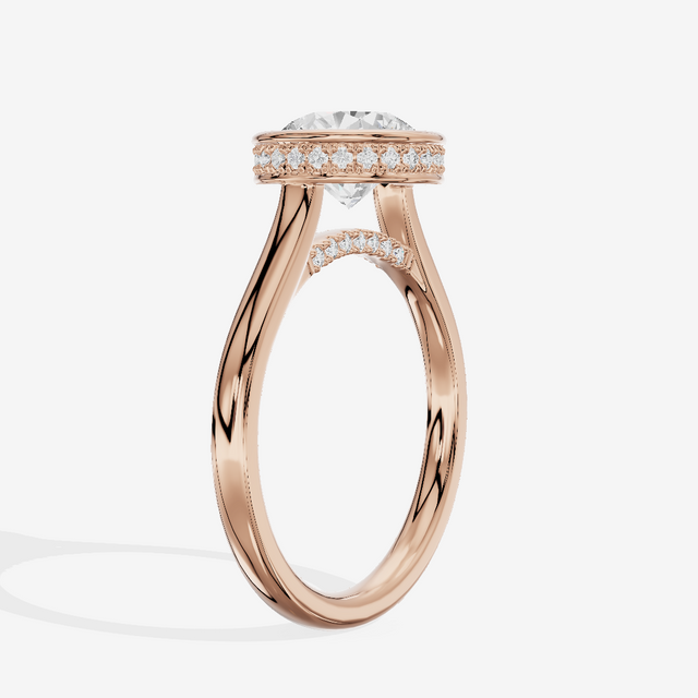 Sincere Hidden Halo Round Engagement Ring (1/6 ct. tw.) in 14K Rose Gold