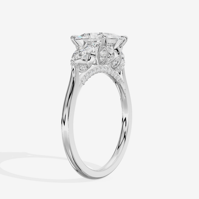 Modern Sincere Three Stone Princess Engagement Ring (1/2 ct. tw.) in 14K White Gold