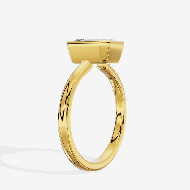 Trellise Bezel 2mm Emerald Solitaire Engagement Ring in 14K Yellow Gold